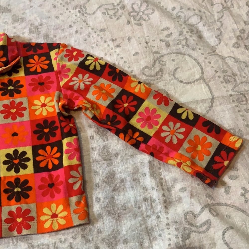 Moschino Junior Flower Orange Red Long Sleeve Zip Shirt Sz Girls 8 - Picture 6 of 15